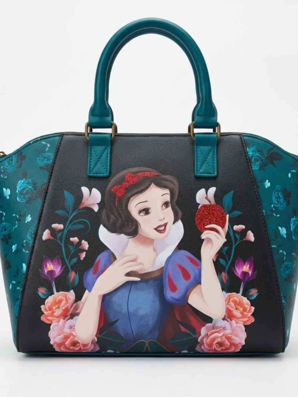 Disney Loungefly Teal Floral Snow White Princess Dome Satchel Bag